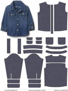 the cut out pattern for a denim jacket