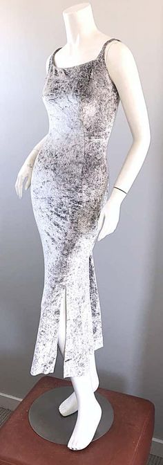 For Sale on 1stdibs - Sexy 90s JANINE OF LONDON for LILLIE RUBIN silver gray crushed velvet metallic bodycon dress! Features the softest crushed velvet that stretches to fit. Fitted Crushed Velvet Party Dress, Silver Velvet Dress, 2023 Travel, Crushed Velvet Dress, 2000s Vintage, Travel Wardrobe, Silver Dress, Fairytale Wedding, Crushed Velvet