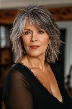 "Elegant Transformations: Gorgeous Hairstyles and Haircuts for Women Over 50. Rediscover Your Radiance! Timeless Looks for Timeless Beauty. Grey Shag Hairstyles, Medium Shaggy Hairstyles, Beautiful Hairstyles