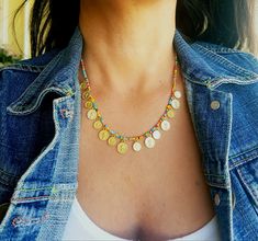 "A beautiful necklace designed in a boho-chic style. the necklace made from beads with a Gold plated coins pendant. you can order this necklace in silver color too. chain size : 11.8\" (30cm) up to 17.7\" (45cm). pendant width: 0.38\" (1cm) Pendant height: 0.38\" (1cm) ♦ This piece of jewelry is perfect as a gift for yourself, for a friend, Valentine's day or a birthday. If you're interested in sending a gift to a third party, just write your message to the recipient and I will do so with joy. ♦ Rainbow Tiny Beads Necklace For Festivals, Rainbow Necklaces With Tiny Beads For Festivals, Bohemian Beaded Coin Necklace For Gift, Bohemian Beaded Coin Necklace, Rainbow Beaded Chain Necklace For Festivals, Festival Charm Necklace With Colorful Round Beads, Bohemian Gold Charm Necklaces With Colorful Beads, Bohemian Charm Necklaces With Colorful Beads For Festivals, Bohemian Gold Charm Necklace With Colorful Beads