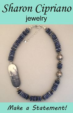 One-of-a-kind sodalite and silver statement necklace featuring handcrafted art bead. Arizona Art, Silver Statement Necklace, Bali Silver, Necklace Ideas, Silver Necklace Statement, Handcrafted Art, Statement Necklaces, Timeless Treasures, Focal Bead