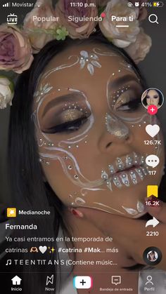 Dia De Los Muertos Makeup For Women, Scary Halloween Makeup Looks, Calavera Makeup, Awesome Halloween Makeup, Catrina Makeup, Scary Halloween Makeup, Sugar Skull Costume, Vampire Bride