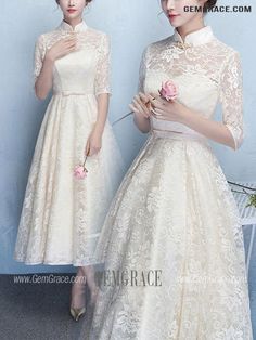 10% off now|Free shipping world-wide. Elegant Champagne Lace Wedding Party Dress With Collar at GemGrace. Click to learn our pro custom-made service for wedding dress, formal dress. View #WeddingGuestDresses for more ideas. Elegant Wedding Dress With Lace Trim For Party, Elegant Lace Trim Wedding Dress For Party, Elegant Scalloped Lace Wedding Dress, Elegant Lace A-line Wedding Dress, Beige A-line Lace Wedding Dress, Elegant Lace Bridesmaid Dress For Banquet, A-line Wedding Dress With Lace Collar, Cream Lace Banquet Dresses, Cream Lace Dresses For Banquets