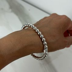 Petite Wrist Bead Bangle Nwot Silver Kate Spade Bangle Bracelet, Everyday Beaded Stretch Bracelet, 8mm Beads Bangle Bracelets, Everyday Silver Beads Stretch Bracelet, Everyday Stretch Bracelet With Silver Beads, Minimalist 8mm Beads Bracelet, Everyday Polished Beads Bracelet, Everyday Polished Beaded Bracelets, Everyday Polished Beaded Bracelet