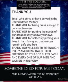 an american flag with the words thank you