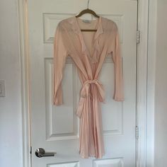 Pink Ruffle 100% Cotton Robe Never Worn Bnwot Size Small Pink Spring Robe For Bedtime, Pink Ruffled Sleepwear, Pink Ruffled Long Sleeve Sleepwear, Pink Cotton Sleep Robe, Long-sleeved Pink Vintage Robe, Pink Ruffle, Sleepwear Robe, Women's Intimates, The 100