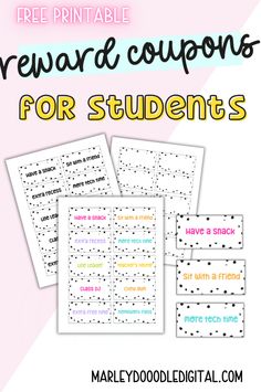 reward coupons for students to use on their school's free printables