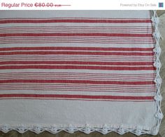 the red and white striped towel is on display