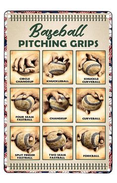 a baseball pitching poster with many different positions