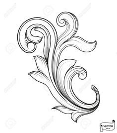 an artistic floral design with swirls and leaves on white background stock photo - 9197