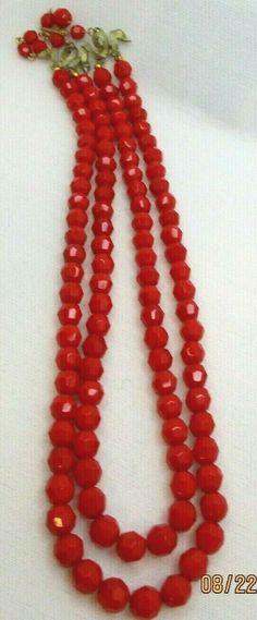 Vintage Kramer Necklace Rare Red Faceted Multi Strand Beautiful Necklace B34-13 | eBay Beautiful Necklace, Multi Strand, Beautiful Necklaces, Vintage Jewelry, Gems, Red