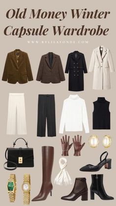 Old Money Winter, Capsule Wardrobe Women, Classic Capsule Wardrobe, Capsule Wardrobe Outfits, Timeless Outfits, Fashion Capsule Wardrobe, Winter Capsule, Winter Capsule Wardrobe