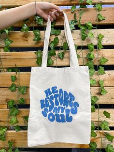 #jesuslovesyou #jesus #ecobag #aesthetic #christian He Restores My Soul, Aesthetic Christian, Hand Craft, Eco Bag, My Soul, Abba, All In One, Jesus, Pins