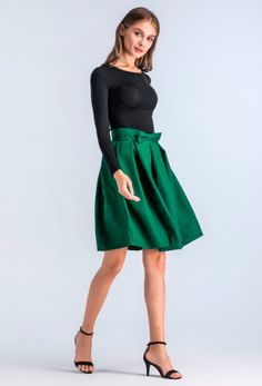 Material: Polyester, Cotton • Dresses Length: Knee-Length • Style: Casual • Decoration: Bow • Silhouette: A-Line • Waistline: Empire • Type: Solid Green Flared Skirt Dress For Spring, Chic Green Skirted Dress, Green Knee-length Skirt For Party, Green Skirted Dress With Lined Skirt, Flowy Long Sleeve Dress For Winter, Green Dress With Pleated Full Skirt, Green Flared Dress, Stretch Long Sleeve Dress With Lined Skirt, Chic Green Dress With Relaxed Fit