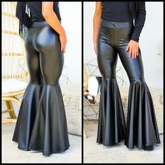 Who says you can't be comfy and stylish? Our Smoke Show Faux Leather Bell Bottoms will have all eyes on you with their high waisted fit and flare silhouette. These black faux leather beauties are perfect for a night out, adding a touch of edge to any outfit. Leather Bell Bottoms, Black Flares, All Eyes, Bell Bottom, All About Eyes, Black Faux Leather, Bell Bottoms, Fit And Flare, Casual Pants