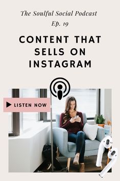 the content that sells on instagram is shown with a woman sitting in a chair