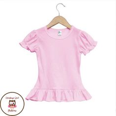 Sublimation Blanks - Toddler / Youth Pink Ruffle Sleeve and Trim T-Shirt Poly/Cotton Blend65% Polyester / 35% Cotton – Interlock Knit, 6.5 oz.Color: PinkSizes:2T3T4T5T6T (XS)7T (S)8T (M) Puff Sleeves Tops, Ruffle T Shirt, Custom Birthday Shirts, Cowgirl Shirts, Cotton Bodysuit, Ruffle Shirt, Pink Ruffle, Back To School Outfits, Custom Birthday