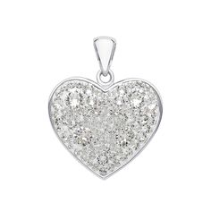 Shimmering Swarovski crystals have been arranged in a heart shape to give this pendant a classic elegance. *Available alone or with 17+3" Italian Sterling Silver Snake Chain PRODUCT DETAILS Size: 3/4" L x 3/4" W Stone: Clear Swarovski Crystals Metal: .925 Sterling Silver Finish: Rhodium Overlay (to prevent tarnish) td {border: 1px solid #ccc;}br {mso-data-placement:same-cell;} Crystal Heart Necklace With Heart Charm, Crystal Heart Cut Necklace With Heart Charm, Crystal Heart Pendant Necklace For Wedding, Wedding Crystal Heart Pendant Necklace, Silver Crystal Heart Necklace, Anniversary Crystal Heart Pendant Necklace, Anniversary Crystal Heart Necklace, Anniversary Heart Pendant Necklace In Crystal, Crystal Heart Charm Necklace For Anniversary