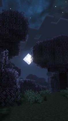 an image of a night scene in minecraft