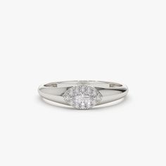 14K Marquise Diamond in Halo Setting Ring – FERKOS FJ Elegant Silver Signet Ring With Pave Setting, Elegant Marquise Signet Ring For Anniversary, Polished Marquise Rings, Marquise Cluster Ring In White Gold, Oval Diamond Signet Ring, Marquise Sapphire, Halo Ring Setting, Halo Setting, Local Jewelry