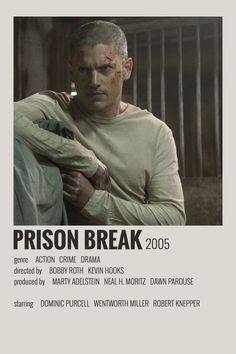 the poster for prison break shows a man with his hands on his chest