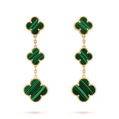 Add a touch of elegance and good luck to your outfit with our Clover Malachite 3 Motifs Gold Earrings. Made with stunning malachite stones, these earrings feature a beautiful clover design that symbolizes good fortune. Complete your look and feel confident with these unique and stylish earrings. ADDITIONAL INFORMATION Color: gold Stone: Malachite Ref. 2r5053 Material:- 925 Sterling Silver - 18k Gold Plated- 18k Real Gold ( contact us via instagram) Our replica products are committed to quality a Alhambra Van Cleef, Van Cleef Alhambra, Alhambra Earrings, Van Cleef And Arpels Jewelry, Van Cleef & Arpels, Malachite Earrings, Malachite Necklace, Malachite Jewelry, Van Cleef And Arpels