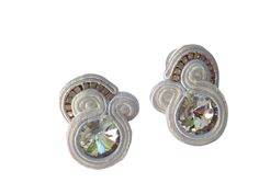 Soutache Earrings, Rhinestone Bridal, Earrings White, White Crystal, Post Earrings, Spain, Stud Earrings, Crystals, White