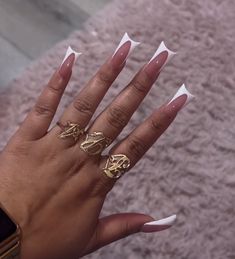 ₊˚ෆ Follow me for more 𐙚 visit my boards ₊˚ෆ Taper Square Nails Long, Freaknik Nail Ideas, Long Straight Nails, Curved Nails Coffin, Gelx Inspo Nails, Nails With Rings, Long Duck Nails, Mommy Nails, Nail Inspo Long