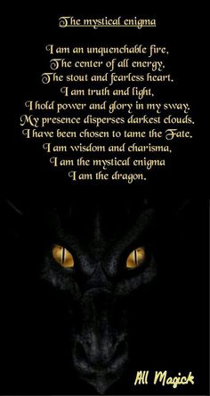 a black cat with yellow eyes and the words, i am an unenefiable fire