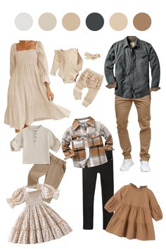 a collage of clothes and clothing items including shoes, sweaters, pants, and hats