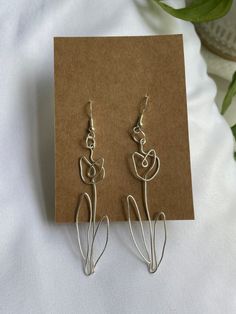 Wire Art Earrings, Wire Earrings Handmade Diy, Flower Wire, Wire Jewelry Earrings, Earrings Diy Handmade, Diy Wire Earrings