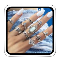 PRICES MAY VARY. Stacking rings set make by high quality alloy,crystal,have different pattern,simple and elegant,fits most women Index finger rings size as shown in the figure,it can be used as overlapping ring, joint ring, MIDI ring, simple ring and so on,and can be worn by overlapping or alone,provides you with a variety of different options to meet your different dress matching needs. Crystal ring set is suitable for many occasions,such as parties, dances, weddings, offices, daily life,festiv Vintage Silver Alloy Rings, Alloy Rings Suitable For Gifts, Adjustable Silver Alloy Rings, Bohemian Alloy Rings As A Gift, Bohemian Alloy Rings As Gifts, Trendy Metal Crystal Promise Ring, Alloy Open Ring Jewelry For Gifts, Trendy Silver Crystal Promise Ring, Alloy Open Ring Jewelry Gift