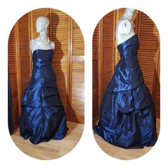 Stunning vintage ball gown  Strapless Lace-up back  Lined , bonned and tulle for fullness  Size L ( see measurements on photo please and compare the measurements with one of your own clothing) Great vintage condition Blue Evening Dress With Boned Bodice For Formal Events, Blue Evening Dress With Boned Bodice For Formal Occasions, Sleeveless Ball Gown With Corset Back For Formal Events, Overbust Gown For Prom, Formal Ball Gown With Corset Back, Prom Ball Gown With Fitted Bodice, Blue Evening Dress With Boned Bodice, Formal Sleeveless Ball Gown With Corset Back, Fitted Prom Ball Gown With Ruched Bodice