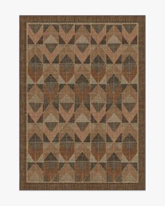 a brown and tan area rug with an abstract design