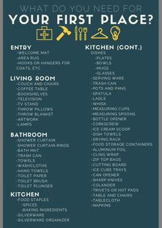 what do you need to know about your first place? info sheet for the kitchen