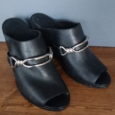 Gently Used Super Comfortable Size 38 Leather Mules, Mule Clogs, All Saints, Mules Shoes, Clogs, Black Silver, Women Shoes, Women Shopping, Leather