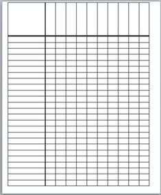 the printable spreadsheet is shown in black and white, with lines on it