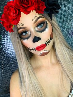 Couples Skull Makeup Halloween Costumes, La Catrina Makeup Tutorial, Halloween Charturie Boards Ideas, Good Vs Evil Costumes, Catrina Makeup Mexicana Easy, Catrina Costume Make Up, Simple Day Of The Dead Makeup, Day Of The Dead Make Up, Easy Day Of The Dead Makeup