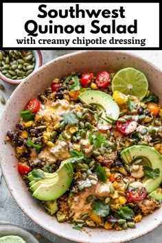 southwest quinoa salad with creamy chipotie dressing