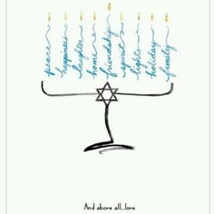 a hanukkah menorah card with the words and above all love