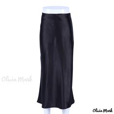 Olivia Mark - Elegant Purple High-Waisted Satin Pencil Skirt with Flattering Draping Effect Long Skirt Summer, Office Skirt, Long Skirt Fashion, Trumpet Skirt, Long Skirts For Women, Satin Midi Skirt, Purple Satin, Silk Skirt, Types Of Skirts