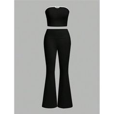 -Item Id 32579588 -Color: Black -Style: Casual -Pattern Type: Plain -Pants Length: Long -Tops Length: Crop -Neckline: Strapless -Pants & Tops Material: Knitted Fabric -Top Type: Bandeau -Pants & Tops Composition: 62% Polyester, 34% Cotton, 4% Elastane -Bottom Type: Pants -Pants Body: Unlined -Fit Type: Slim Fit -Fabric: Slight Stretch -Care Instructions: Machine Wash Or Professional Dry Clean -Sheer: No **Open To Offers!!!** **Bundle To Save More** **30% Off Bundles Of 2 Or More Items!!** ***Ord Casual Black Sleeveless Sets, Fitted Black Two-piece Set, Black Fitted Two-piece Set, Black Fitted High Waist Sets, Chic Black High Waist Sets, Chic Black High-waist Sets, Casual Fitted Sleeveless Pant Set, Fitted Black Casual Sets, Casual Fitted Black Sets