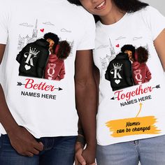 Get your product: Personalized Better Together Bwa Couple T Shirt
1. PRODUCT INFORMATION:

Proudly printed in America
5.3 oz, unisex fit
Heavy cotton, classic midweight fabric
Material: 100% cotton | Dark Gray: 50% cotton:50% polyester | Light Gray: 90% cotton:10% polyester
Double-needle stitched neckline, bottom hem, and sleeves
Quarter-turned to eliminate center crease
7/8 inch collar
Tear-away label
Machine-wash safe
Copyrighted artwork
2. SIZE CHART:
3. RETURN:
We will gladly issue you a rep Personalized T Shirt, Couples Engagement Photos, Label Machine, Couple T-shirt, Laid Back Style, Better Together, Cool Names, Stylish Shirts, Piece Of Clothing