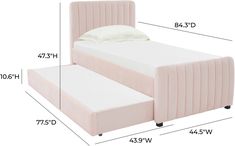 the bed frame is upholstered with an extra mattress and pull out foot board