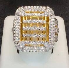 VVS Certified Lab Diamond Iced out Ring | VVS Real Moissanite | Hip Hop Ring | 100% Pass Diamond Tester| Statement Ring | Gift for Him/Her Luxury White Crystal Ring With Vvs Clarity, Hip Hop Rings, Diamond Ice, Diamond Tester, Types Of Gold, Jewelry Words, Small Charms, Vermeil Jewelry, Precious Gems