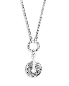 John Hardy Sterling Silver Classic Chain Disc Amulet Pendant Necklace, 18 Elegant Medallion Necklace With Lobster Clasp, Metal Medallion Necklace With Detachable Pendant, Sterling Silver Medallion With Adjustable Chain, Classic Medallion Necklace With Lobster Clasp, Round Amulet Necklace With Box Chain, Timeless Metal Jewelry With Box Chain, Timeless Pendant Chain Jewelry, Silver Medallion Necklace With Lobster Clasp, Amulet Style Pendant Jewelry With Lobster Clasp