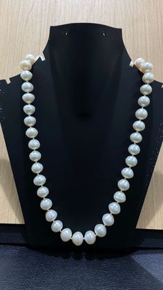 Big Size Round Pearl Necklace - Freshwater Pearl Beads - Minimal Peral Necklace - Bridesmaid Gift   Shape : Round Pearl Beads  Type    : Freshwater Pearl  Color   : White  Weight : 68.88 gram approx  Beads : 40-45 Beads About Pearls -  As we now know, freshwater pearls form in lakes, rivers, and other non-salted water. Over 90% of freshwater pearls are known as baroque pearls. This means they have an irregular shape, the most abundant type. This irregular shape is what makes them so beautifully Classic Polished Pearl Necklace For Wedding, Classic Wedding Pearl Necklace With Polished Beads, White Polished Pearl Necklace For Formal Occasions, Large Bead Pearl Necklace For Wedding, Classic Polished Beaded Necklaces For Wedding, Classic Wedding Beaded Necklace With Polished Beads, Wedding Pearl Necklace With Large Round Beads, Single Strand Pearl Bridal Necklace With Round Beads, Pearl Bridal Necklace With Single Strand Of Round Beads