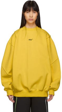 ADER error Yellow Small Logo Sweatshirt Culture Media, Ader Error, Logo Sweatshirt, Hoodie Outfit, Streetwear Men Outfits, New Classic, Apparel Design, Brand Design, Fashion Details