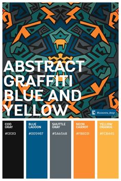 the color scheme for abstract graffii blue and yellow is shown in different shades