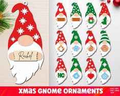 christmas gnome ornament cut outs